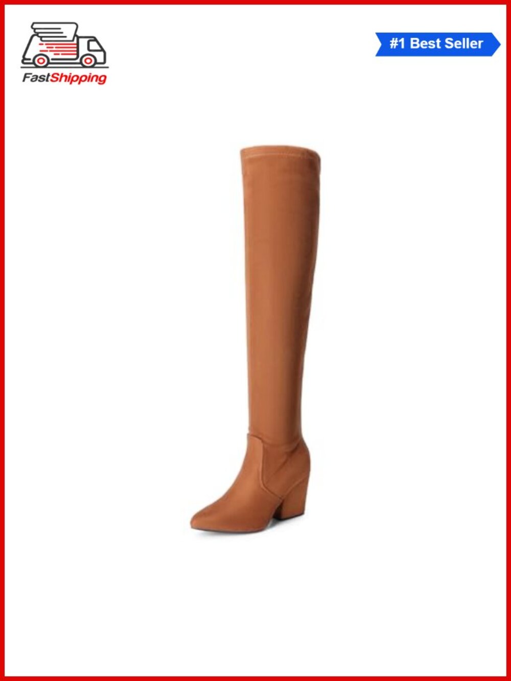 ✨ Over the Knee High Boots Pointed Toe Block Heel Faux Suede Women's